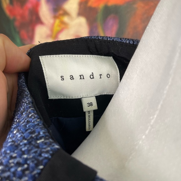 Sandro Paris Metallic Wool Blend Full Zip Evening Jacket Luxury Designer 38/M - Picture 3 of 10